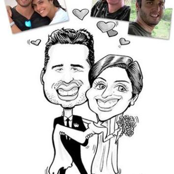 Caricatura ONLINE en blanco y negro de cuerpo entero