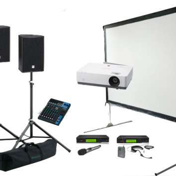 Proyector audiovisual con equipo de sonido profesional